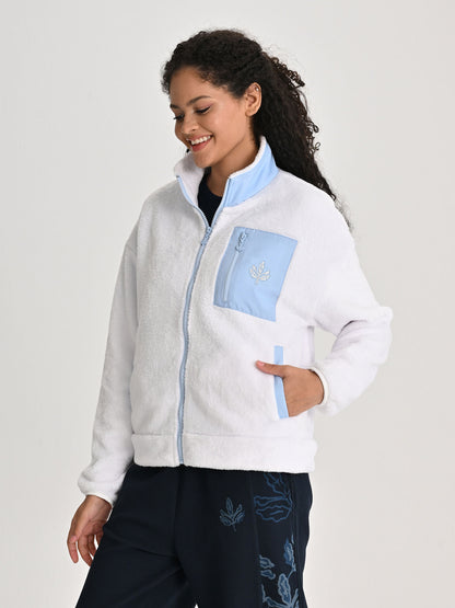 Fenerbahçe Beyaz Trend Cep Detaylı Peluş Kadın Oversize Sweatshirt
