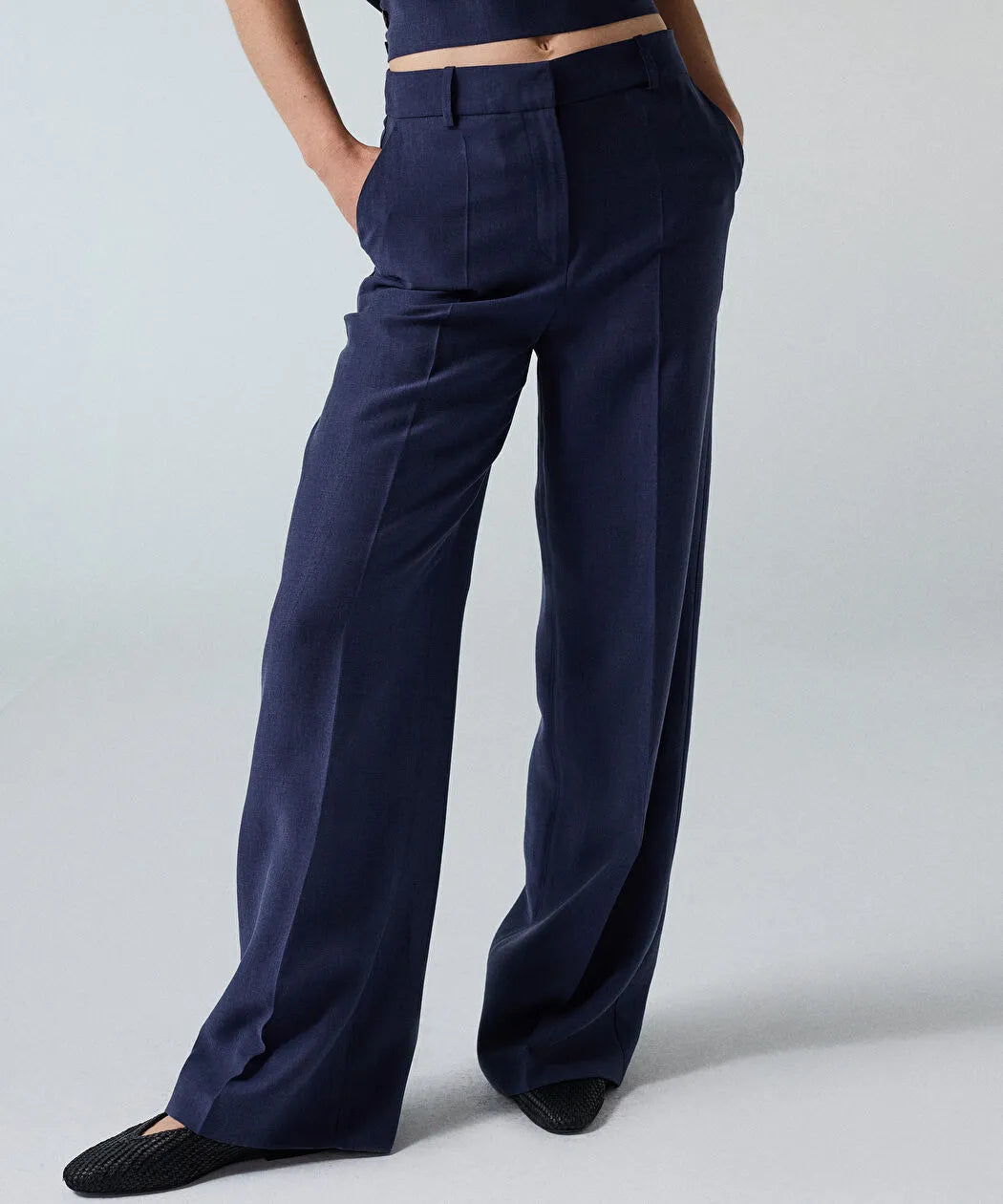 Lacivert Wide Leg Pantolon Is1260003412015 | Ipekyol