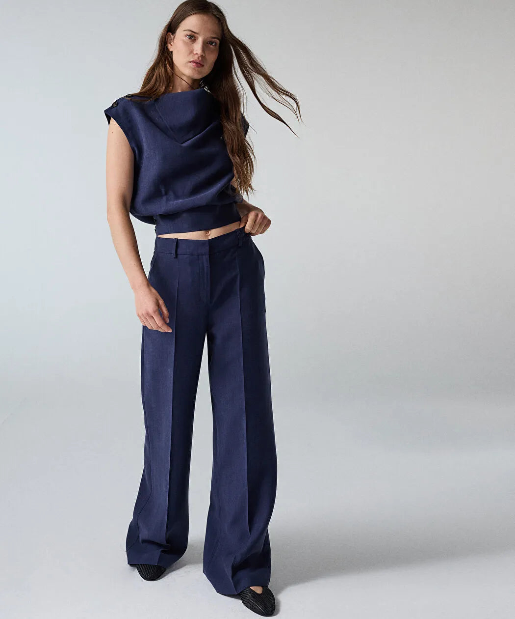 Lacivert Wide Leg Pantolon Is1260003412015 | Ipekyol