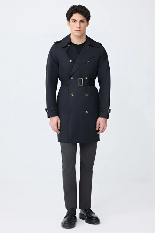 Tween Slim Fit Siyah Pardösü/trenckot
