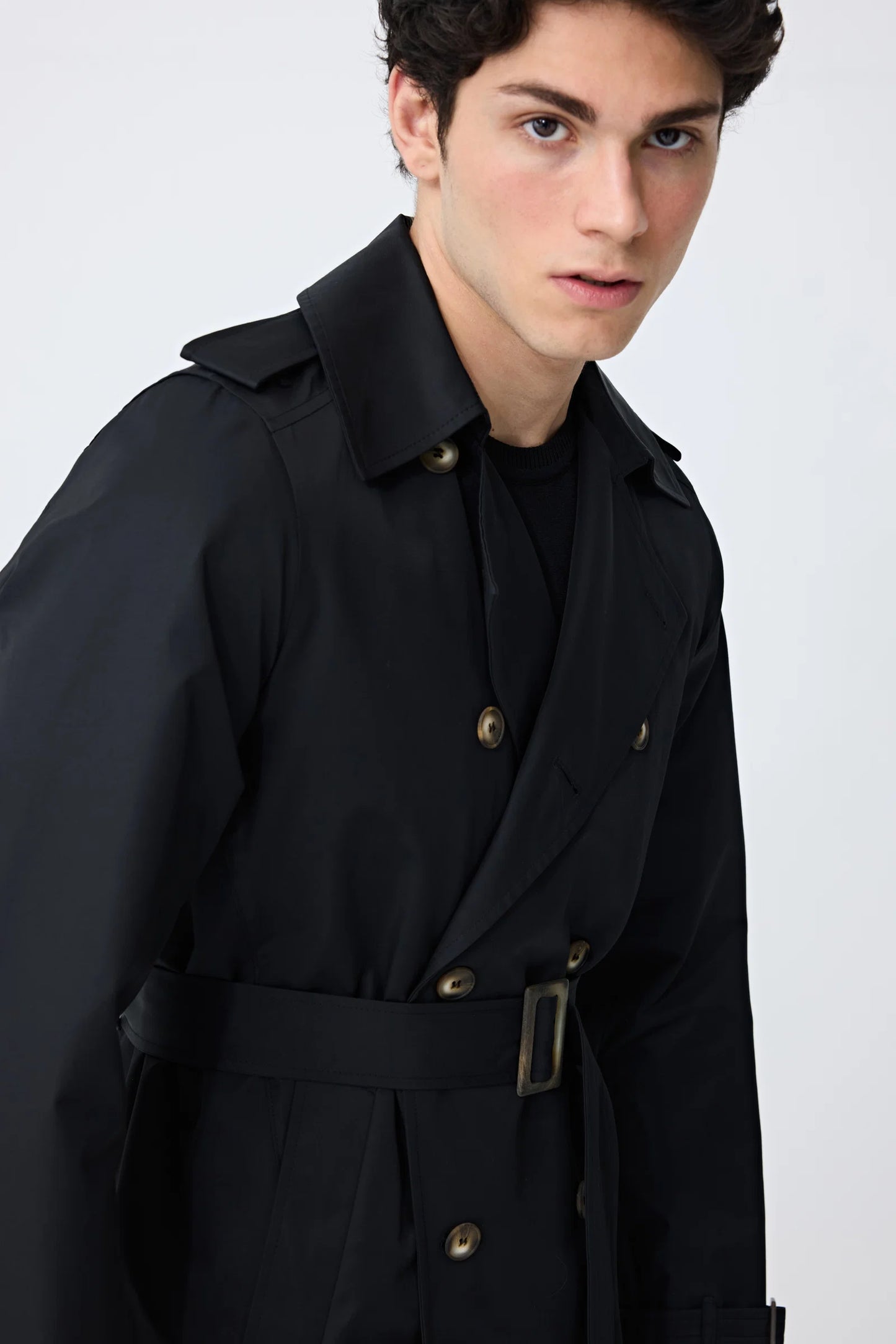 Tween Slim Fit Siyah Pardösü/trenckot