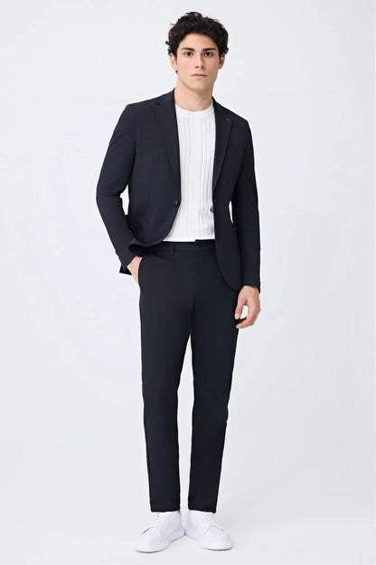 Tween Relaxed Fit (pilesiz) Siyah Düz Kumaş Pantolon