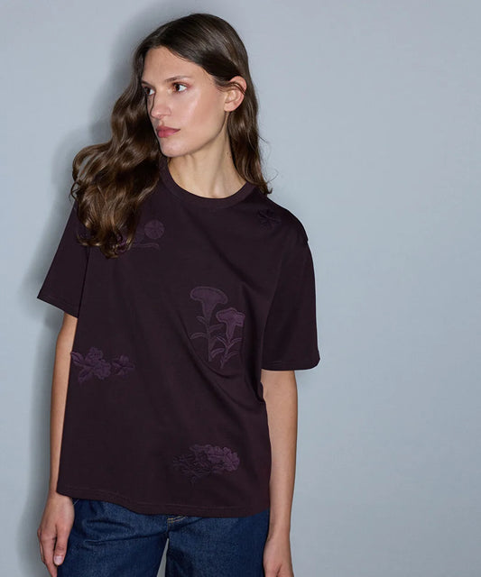 Mor Floral Aplikeli Tişört Iw6260070149008 | Ipekyol