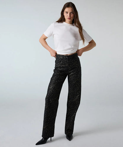 Siyah Leopar Desen Wide Leg Jean Pantolon Iw6260018036001 | Ipekyol