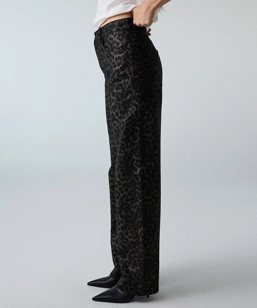 Siyah Leopar Desen Wide Leg Jean Pantolon Iw6260018036001 | Ipekyol
