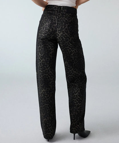 Siyah Leopar Desen Wide Leg Jean Pantolon Iw6260018036001 | Ipekyol