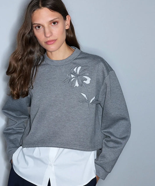 Gri Çift Parça Görünüm Cutout Sweatshirt Iw6260091123126 | Ipekyol
