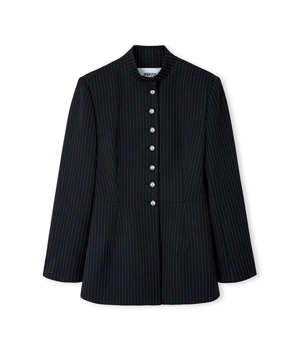 Siyah Çizgi Desen Yüksek Yaka Blazer Iw6260106122001 | Ipekyol
