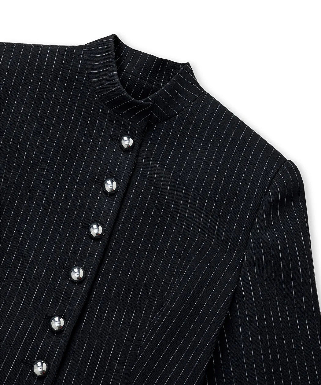 Siyah Çizgi Desen Yüksek Yaka Blazer Iw6260106122001 | Ipekyol
