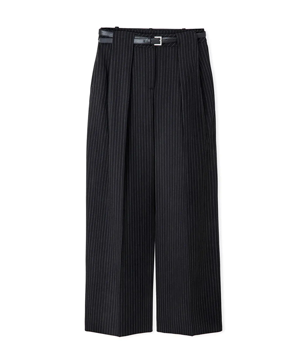 Siyah Kemerli Çizgi Desen Pantolon Iw6260003194001 | Ipekyol