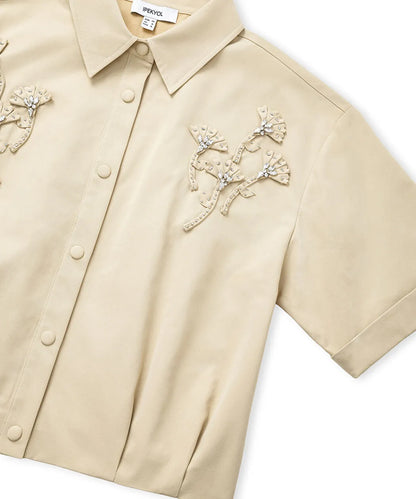 Natürel Floral Aplikeli Gömlek Ceket Iw6260148013003 | Ipekyol