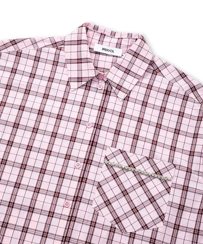 Pembe Strass Taşlı Ekose Desen Gömlek Iw6260025170033 | Ipekyol