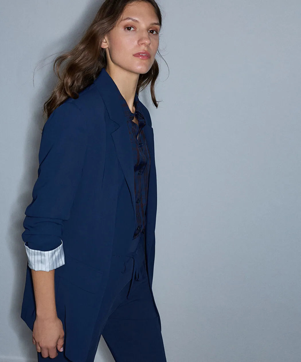 Lacivert Vatkalı Uzun Blazer Iw6260005125015 | Ipekyol