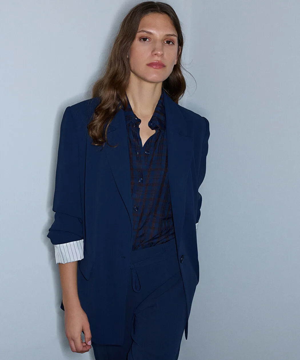 Lacivert Vatkalı Uzun Blazer Iw6260005125015 | Ipekyol