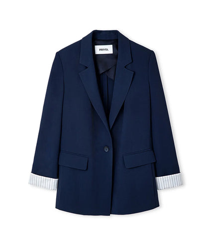 Lacivert Vatkalı Uzun Blazer Iw6260005125015 | Ipekyol
