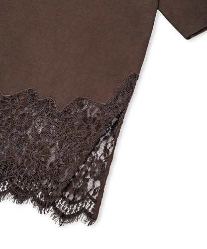 Kahverengi Dantel Mix Tişört Iw6260070140074 | Ipekyol