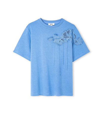 Mavi Floral Nakışlı Püsküllü Tişört Iw6260070147028 | Ipekyol