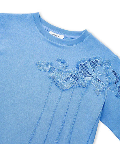 Mavi Floral Nakışlı Püsküllü Tişört Iw6260070147028 | Ipekyol
