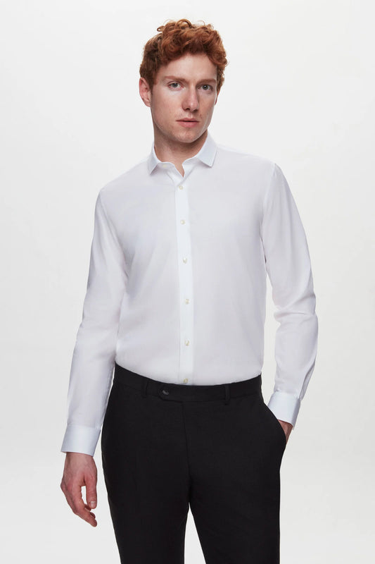 Tween Slim Fit Beyaz Düz Nano Care Gömlek