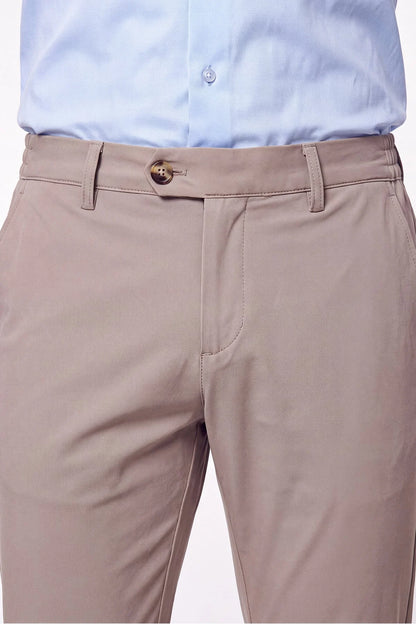 Comfort Fit Yan Cepli Beli Lastikli Esnek Pamuk Koyu Bej Jogger Pantolon P 1223