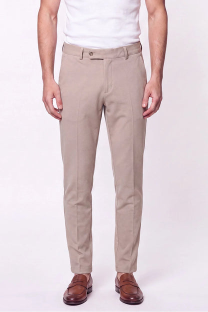 Comfort Fit Rahat Kalıp Yan Cep Pamuklu Dokulu Bej Pantolon P 1219