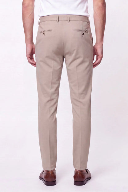 Comfort Fit Rahat Kalıp Yan Cep Pamuklu Dokulu Bej Pantolon P 1219