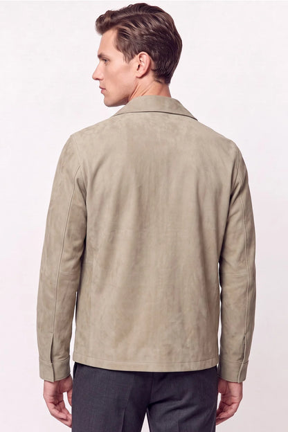 Comfort Fit Pamuklu Yan Cepli Çıtçıtlı Gömlek Modelli Bej Mont Mt 181
