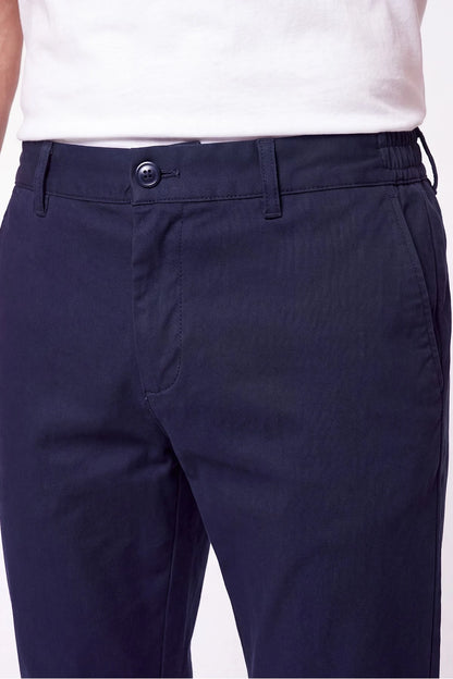 Comfort Fit Beli Lastikli Esnek Keten Lacivert Pantolon P 1221