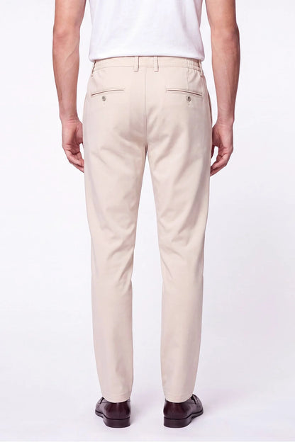Comfort Fit Beli Lastikli Esnek Pamuk Bej Jogger Pantolon P 1222