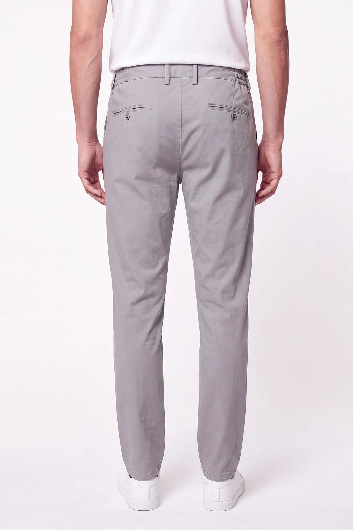 Comfort Fit Beli Lastikli Esnek Keten Gri Pantolon P 1221