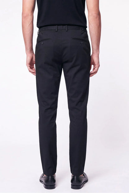 Comfort Fit Beli Lastikli Esnek Keten Siyah Pantolon P 1221