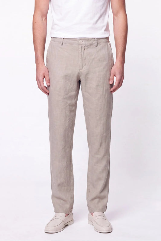 Comfort Fit Beli Lastikli %100 Keten Taş Pantolon P 1215