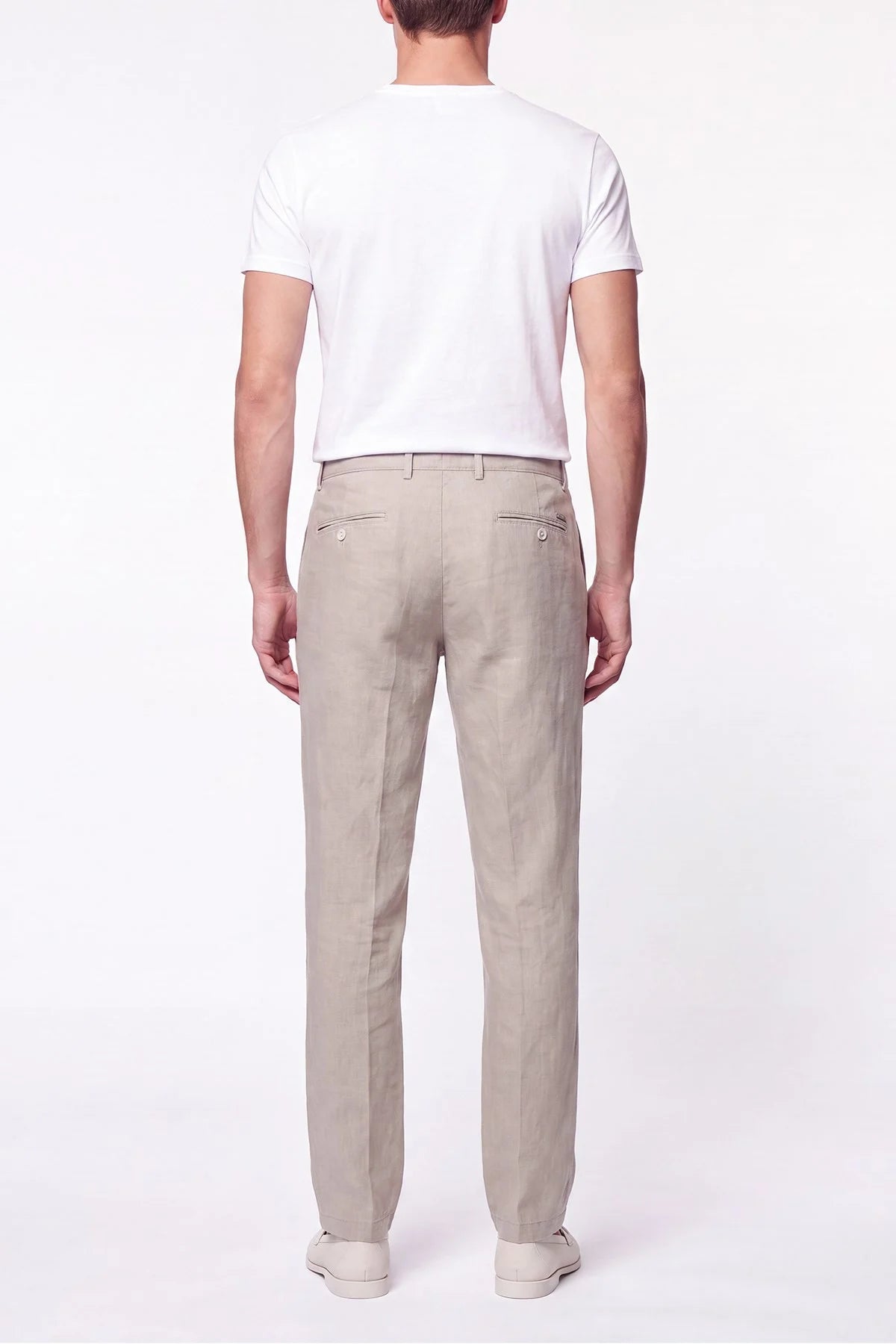 Comfort Fit Beli Lastikli %100 Keten Taş Pantolon P 1215