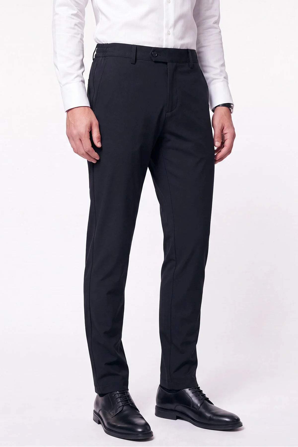 Comfort Fit Yan Cepli Beli Lastikli Esnek Pamuk Siyah Jogger Pantolon P 1223