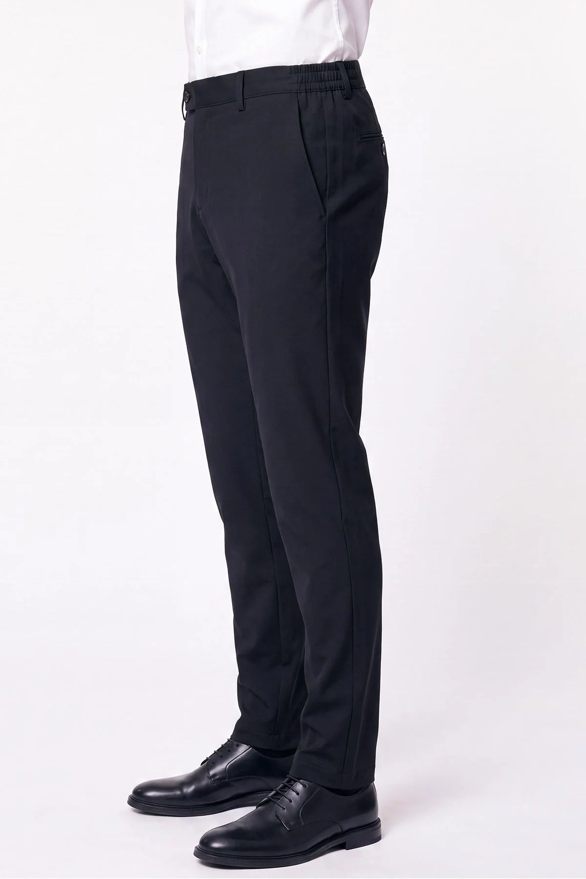 Comfort Fit Yan Cepli Beli Lastikli Esnek Pamuk Siyah Jogger Pantolon P 1223