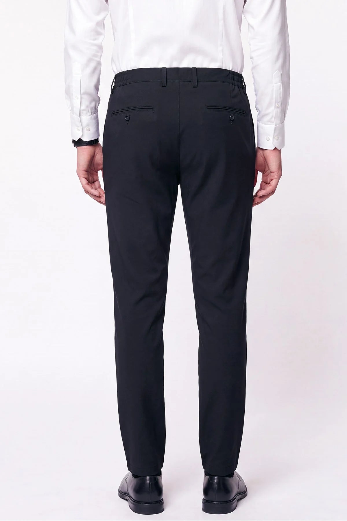 Comfort Fit Yan Cepli Beli Lastikli Esnek Pamuk Siyah Jogger Pantolon P 1223