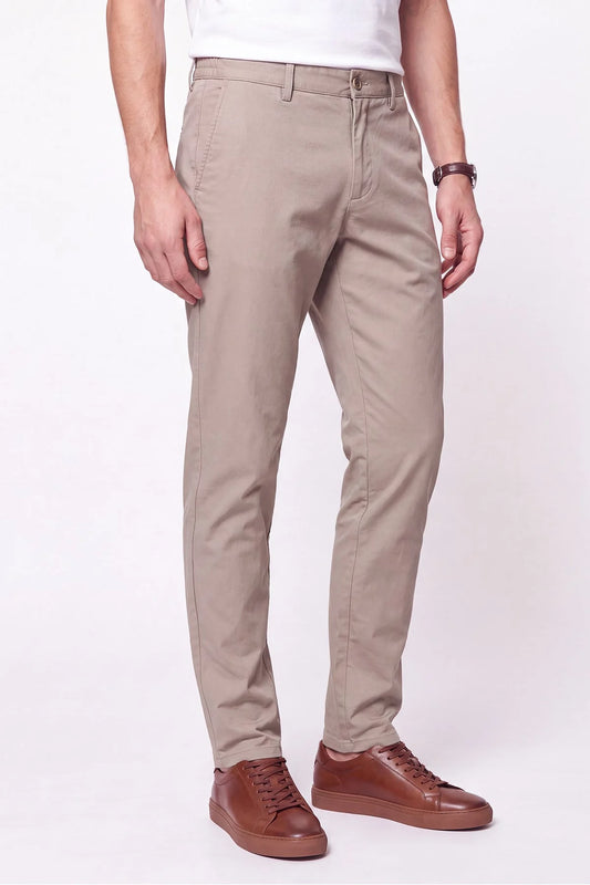Comfort Fit Beli Lastikli Esnek Keten Bej Pantolon P 1221