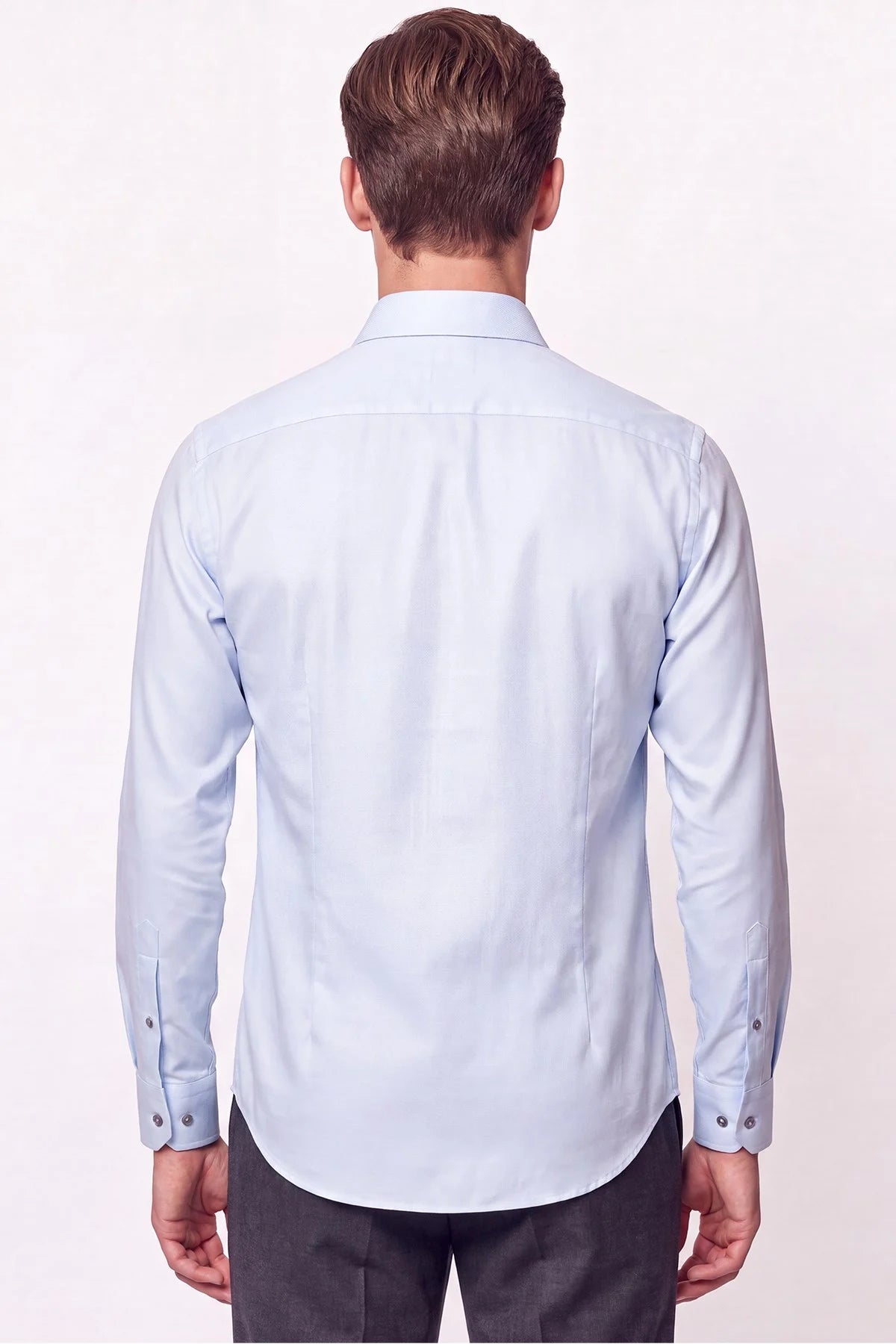 Slim Fit Italyan Yaka Açık Mavi Gömlek G 1610