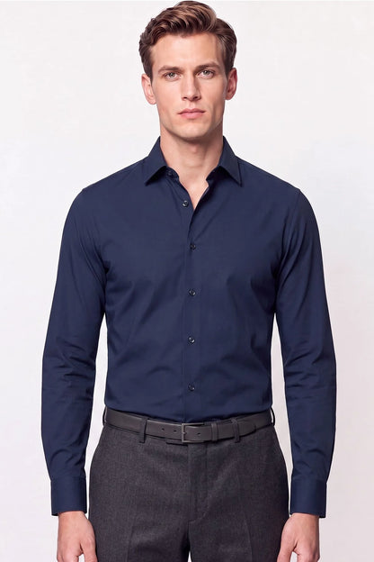 Slim Fit Pamuklu Lacivert Gömlek G 1607