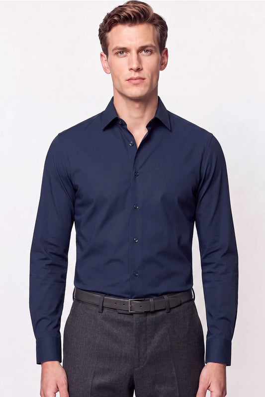 Slim Fit Pamuklu Lacivert Gömlek G 1607
