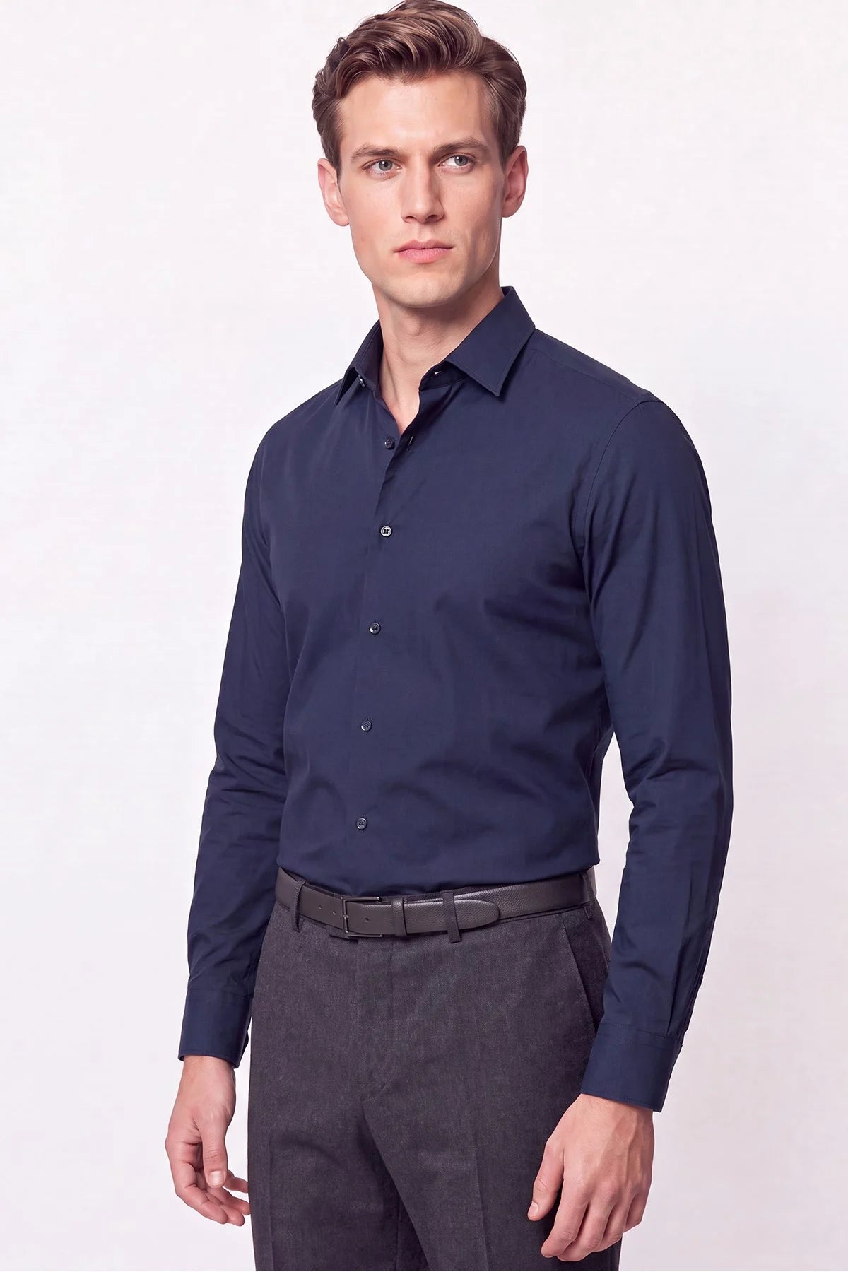 Slim Fit Pamuklu Lacivert Gömlek G 1607