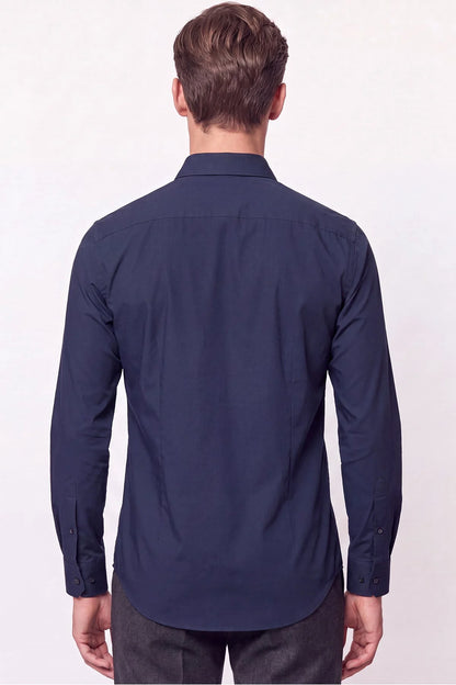 Slim Fit Pamuklu Lacivert Gömlek G 1607