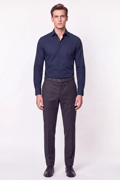 Slim Fit Pamuklu Lacivert Gömlek G 1607