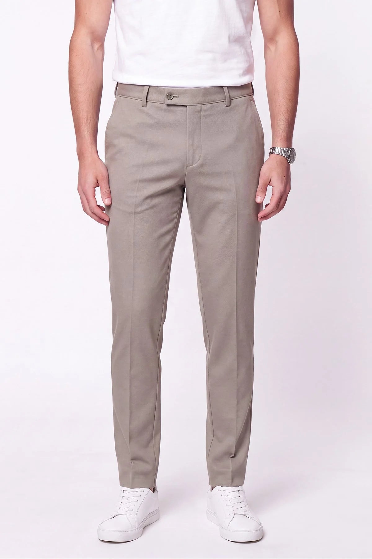 Comfort Fit Rahat Kalıp Yan Cep Pamuklu Dokulu Kum Pantolon P 1219