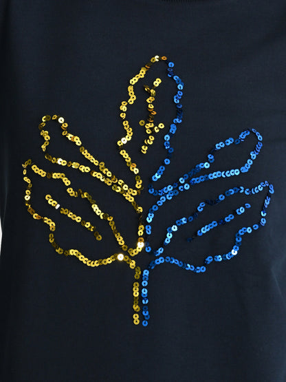 Fenerbahçe Lacivert Tribün Payetli Palamut Kadın Sweatshirt