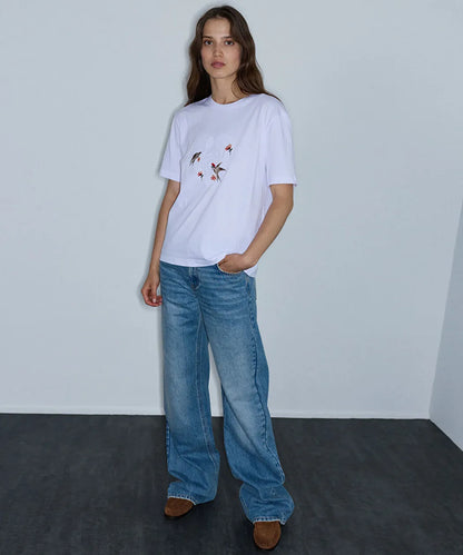 Beyaz Monogram Nakışlı Tişört Iw6260070172002 | Ipekyol
