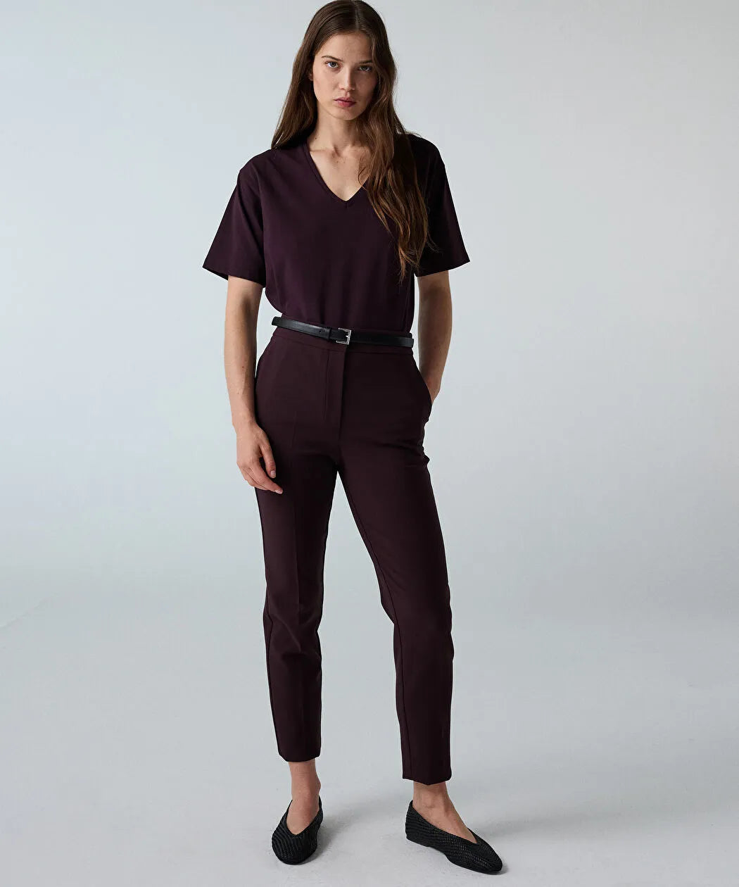 Mor V Yaka Basic Tişört Iw6260070138008 | Ipekyol