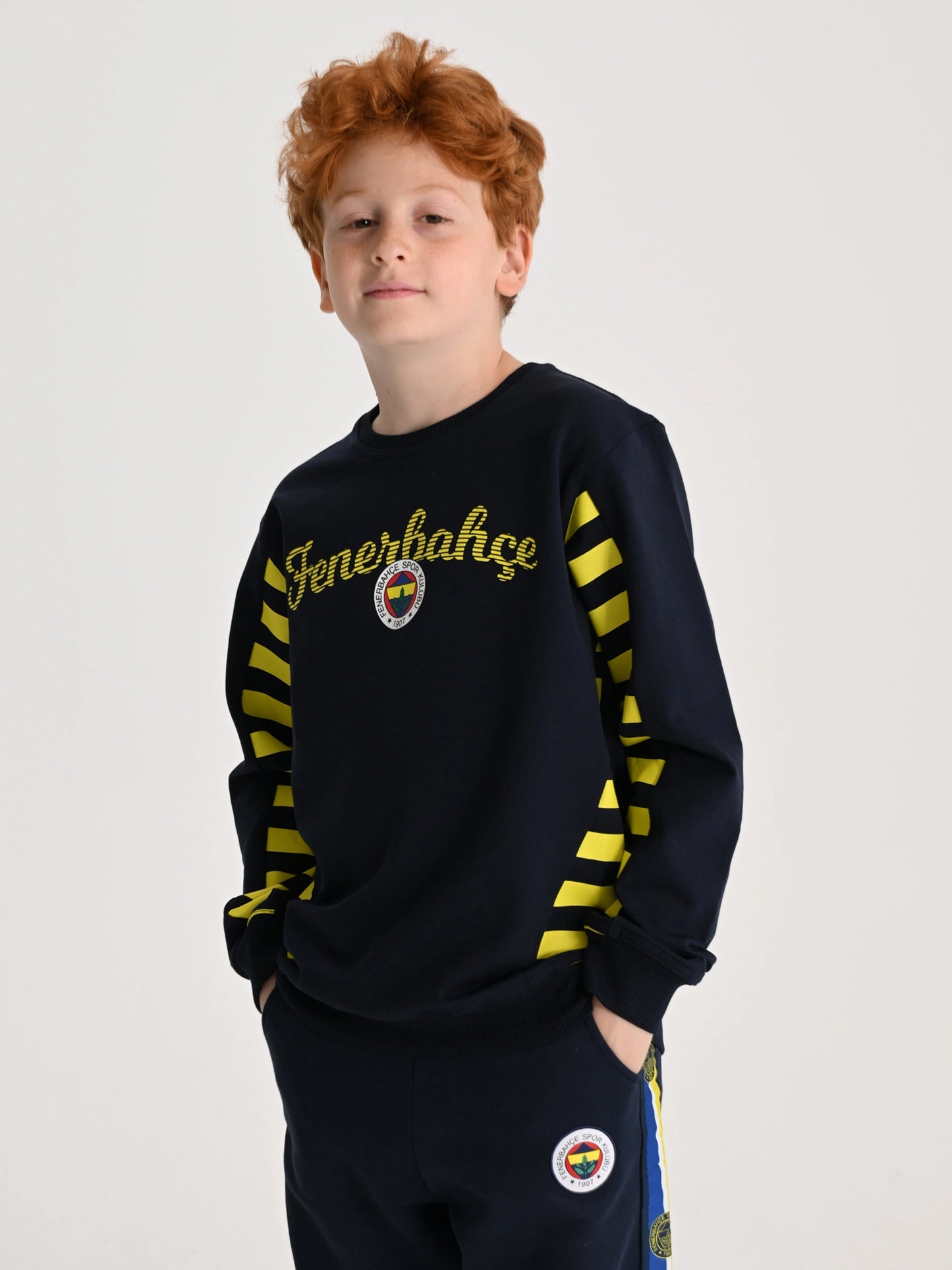 Fenerbahçe Lacivert Tribün Çubuklu Detaylı Çocuk Sweatshirt