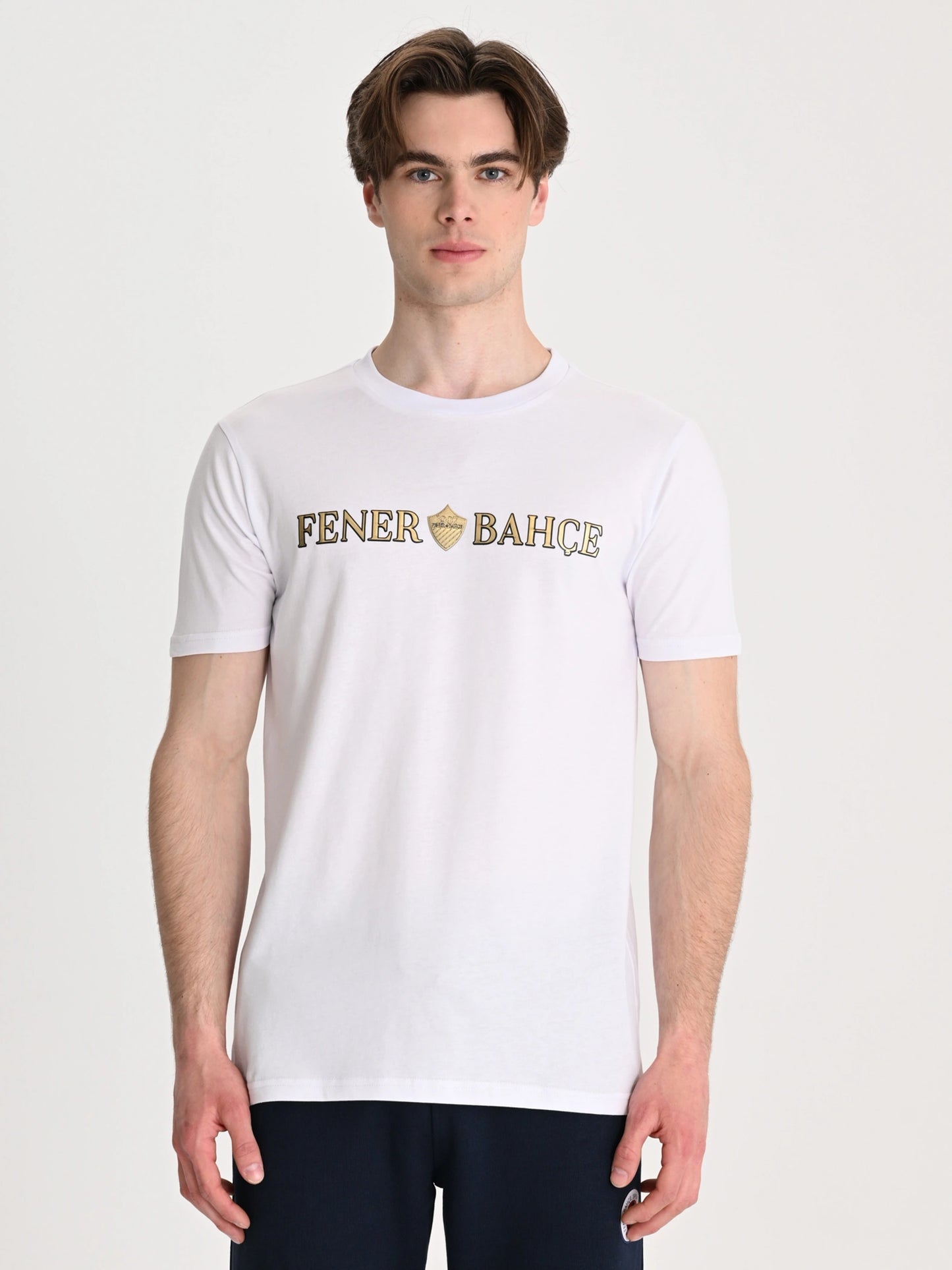 Fenerbahçe Beyaz Tribün Altın Fb Erkek Tshirt