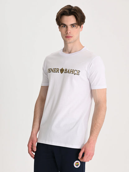 Fenerbahçe Beyaz Tribün Altın Fb Erkek Tshirt